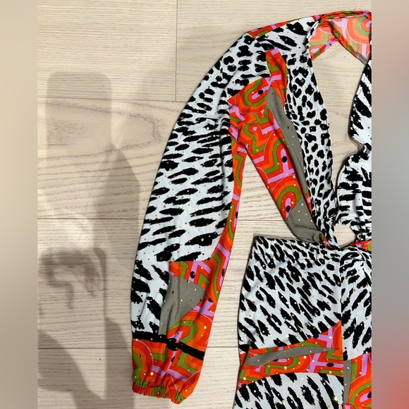 Handmade Leopard Zebra Print Cut Out Festival Wide Leg Palazzo Jumpsuit - Picture 9 of 17